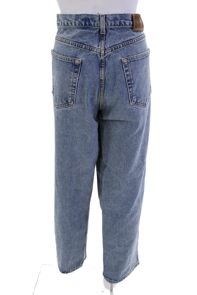 DKNY Jeans Womens High Rise Zip Up Straight Leg Jeans Blue Cotton Size 12