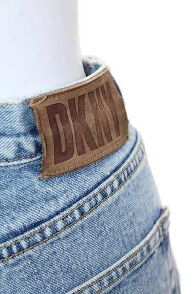 DKNY Jeans Womens High Rise Zip Up Straight Leg Jeans Blue Cotton Size 12