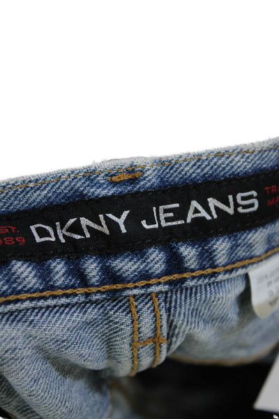DKNY Jeans Womens High Rise Zip Up Straight Leg Jeans Blue Cotton Size 12