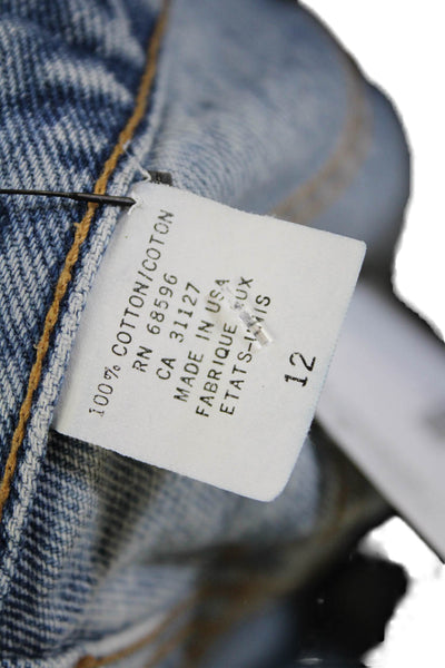 DKNY Jeans Womens High Rise Zip Up Straight Leg Jeans Blue Cotton Size 12