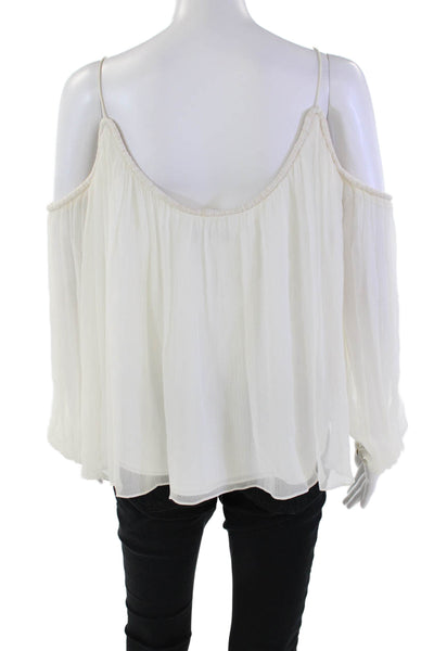 Elizabeth and James Womens Silk Sheer Sleeve Detail Blouse White Size S