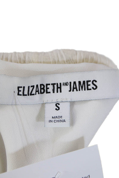 Elizabeth and James Womens Silk Sheer Sleeve Detail Blouse White Size S