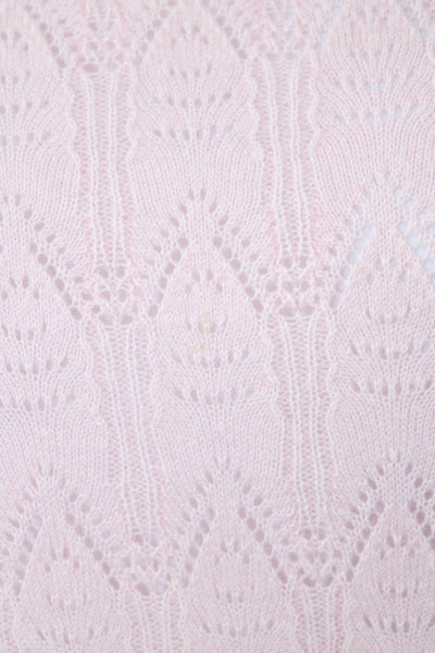 WISPR Womens Cotton Blend Open Knit Round Neck Pullover Sweater Top Pink Size M