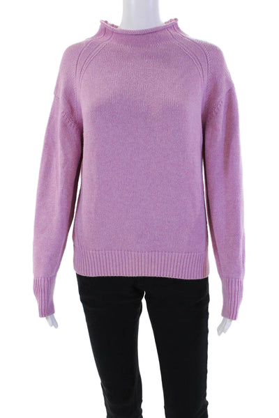 525 America Womens Cotton Knit High Neck Pullover Sweater Top Purple Size S