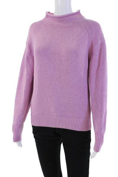 525 America Womens Cotton Knit High Neck Pullover Sweater Top Purple Size S