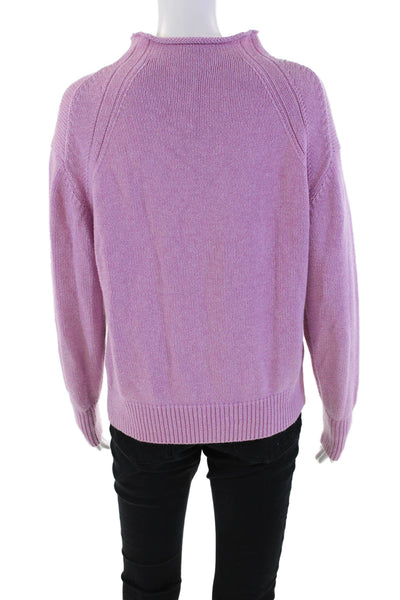 525 America Womens Cotton Knit High Neck Pullover Sweater Top Purple Size S