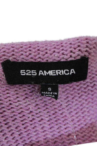 525 America Womens Cotton Knit High Neck Pullover Sweater Top Purple Size S