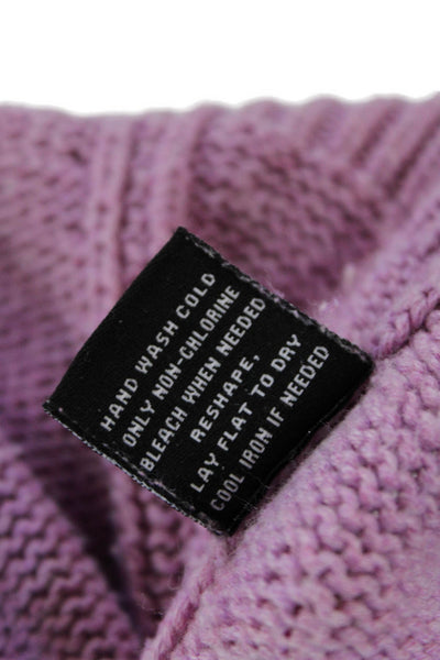 525 America Womens Cotton Knit High Neck Pullover Sweater Top Purple Size S