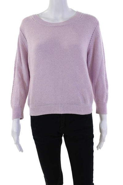 Cotton By Autumn Cashmere Womens Cotton Knit Pullover Sweater Top Purple Size M