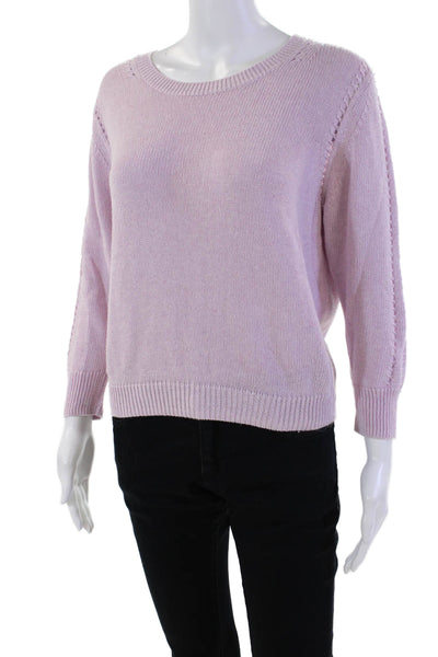 Cotton By Autumn Cashmere Womens Cotton Knit Pullover Sweater Top Purple Size M