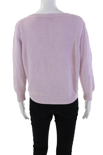 Cotton By Autumn Cashmere Womens Cotton Knit Pullover Sweater Top Purple Size M