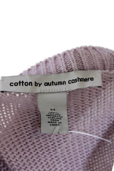 Cotton By Autumn Cashmere Womens Cotton Knit Pullover Sweater Top Purple Size M
