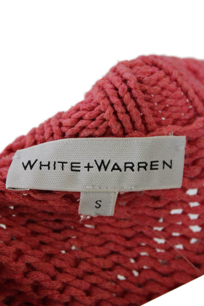 White + Warren Womens Cotton Blend Knit V-Neck Pullover Sweater Top Pink Size S
