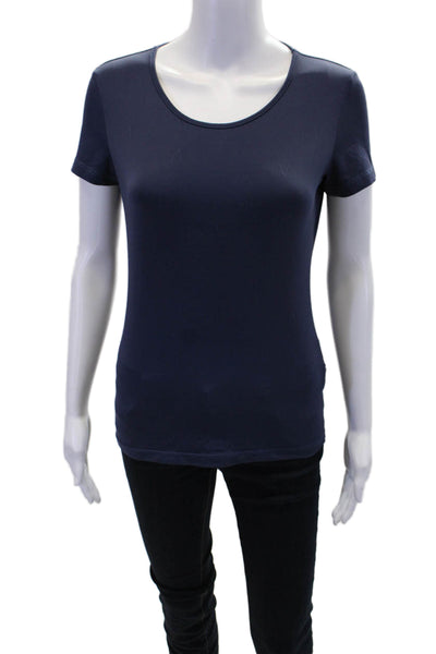 Versace Sport Womens Short Sleeves Stretch Pullover Shirt Blue Size Medium