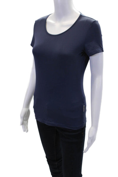 Versace Sport Womens Short Sleeves Stretch Pullover Shirt Blue Size Medium