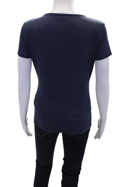 Versace Sport Womens Short Sleeves Stretch Pullover Shirt Blue Size Medium