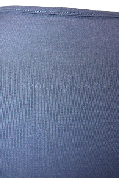 Versace Sport Womens Short Sleeves Stretch Pullover Shirt Blue Size Medium