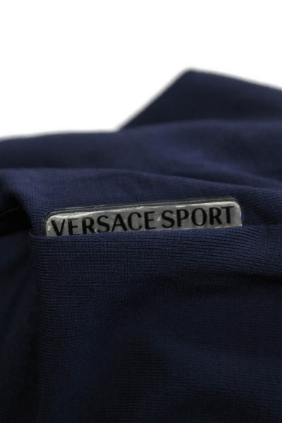 Versace Sport Womens Short Sleeves Stretch Pullover Shirt Blue Size Medium