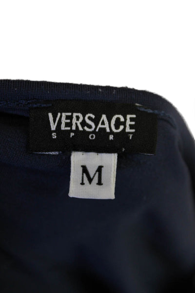 Versace Sport Womens Short Sleeves Stretch Pullover Shirt Blue Size Medium