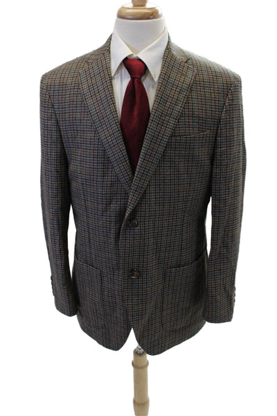 JKT New York Mens Striped Print Buttoned-Up Blazer Jacket Brown Size EUR 44