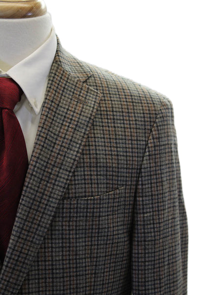JKT New York Mens Striped Print Buttoned-Up Blazer Jacket Brown Size EUR 44