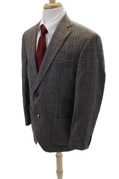 JKT New York Mens Striped Print Buttoned-Up Blazer Jacket Brown Size EUR 44