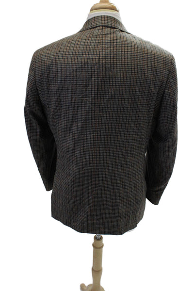 JKT New York Mens Striped Print Buttoned-Up Blazer Jacket Brown Size EUR 44