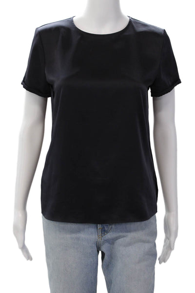 Theory Womens Short Sleeve Round Neck Pullover Blouse Navy Blue Size PP