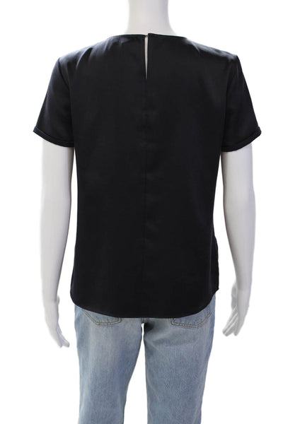 Theory Womens Short Sleeve Round Neck Pullover Blouse Navy Blue Size PP