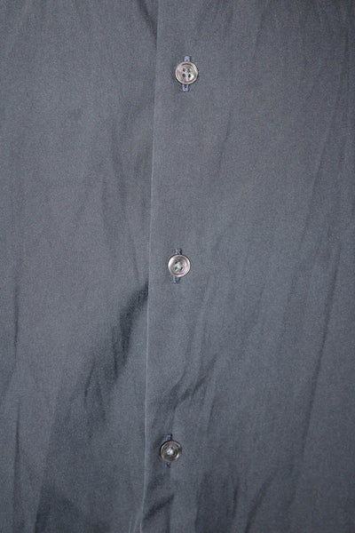 Vince Mens Cotton Blend Collared Short Sleeve Button Up Pocket Shirt Navy Size L