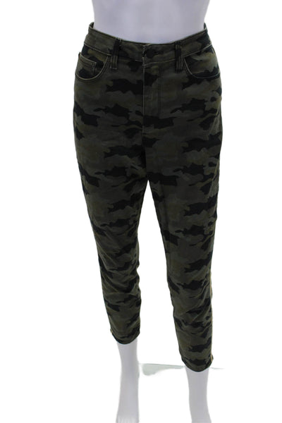 L'Agence Womens Cotton Camouflage Printed Skinny Jeans Olive Green Size 27