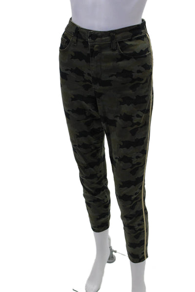 L'Agence Womens Cotton Camouflage Printed Skinny Jeans Olive Green Size 27
