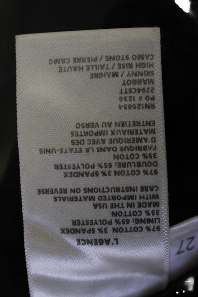 L'Agence Womens Cotton Camouflage Printed Skinny Jeans Olive Green Size 27