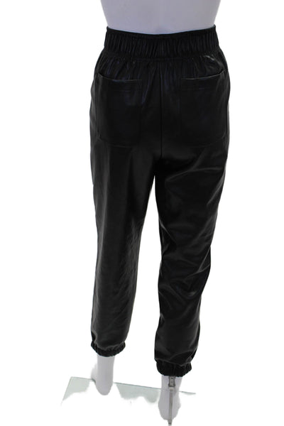 Avec Les Filles Womens Faux Leather Elastic Waistband Lounge Pants Black Size XS
