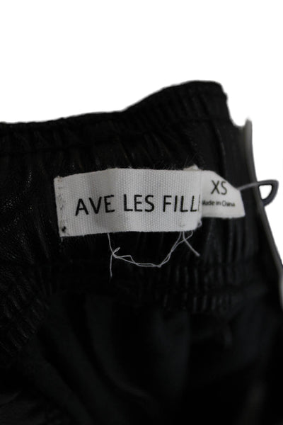 Avec Les Filles Womens Faux Leather Elastic Waistband Lounge Pants Black Size XS