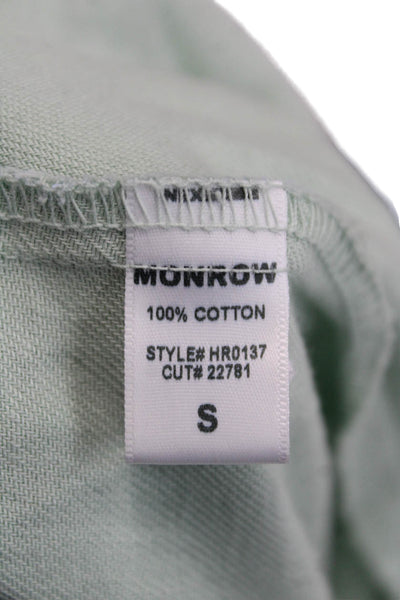 Monrow Womens Cotton Short Sleeve Button Up Lined Romper Green Size S