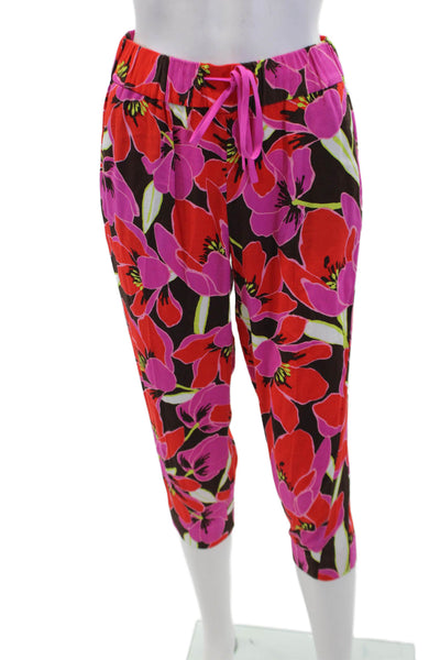 Kate Spade Women's Elastic Waist Pull-On Straight Leg Pants Floral Size 00