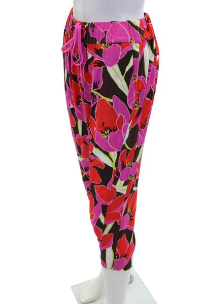 Kate Spade Women's Elastic Waist Pull-On Straight Leg Pants Floral Size 00