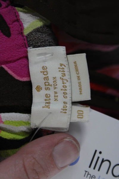 Kate Spade Women's Elastic Waist Pull-On Straight Leg Pants Floral Size 00