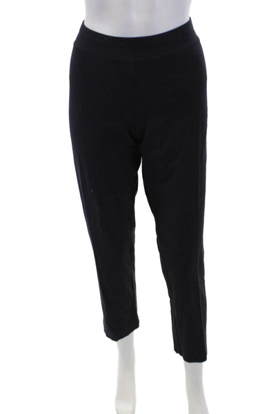 Eileen Fisher Women's Pull-On Straight Leg Flat Front Casual Pants Black Size M