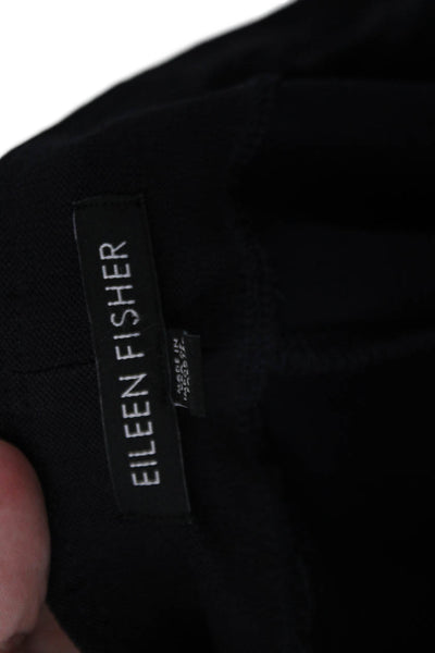 Eileen Fisher Women's Pull-On Straight Leg Flat Front Casual Pants Black Size M