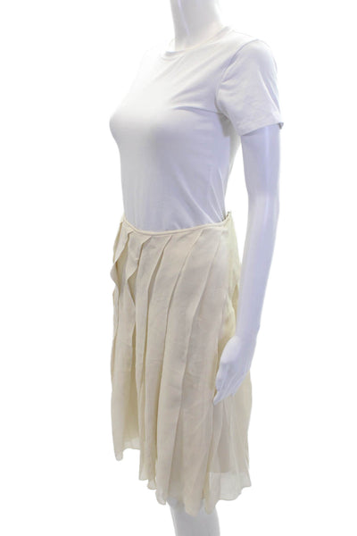 Walter Women's Hook Closure Pleated Flare Unlined Mini Skirt Beige Size 10