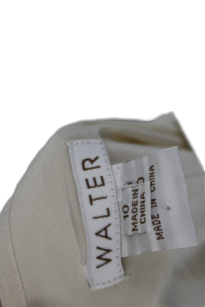 Walter Women's Hook Closure Pleated Flare Unlined Mini Skirt Beige Size 10