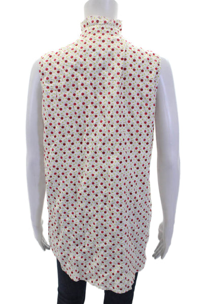 J. Mclaughlin Women's Sleeveless Ruffle Button Down Fruit Printed Blouse Size L