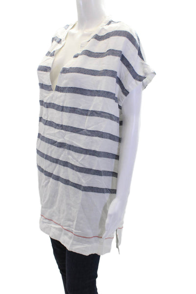 Athleta Women's Sleevles Round Neck Slit Hem Tunic Blouse Stroiped Size S