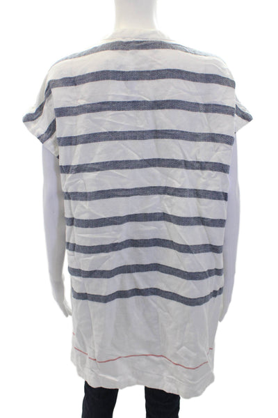 Athleta Women's Sleevles Round Neck Slit Hem Tunic Blouse Stroiped Size S
