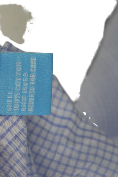 J. Mclaughlin Women's Ruffle Button Down Blue Plaid Shirt Size L