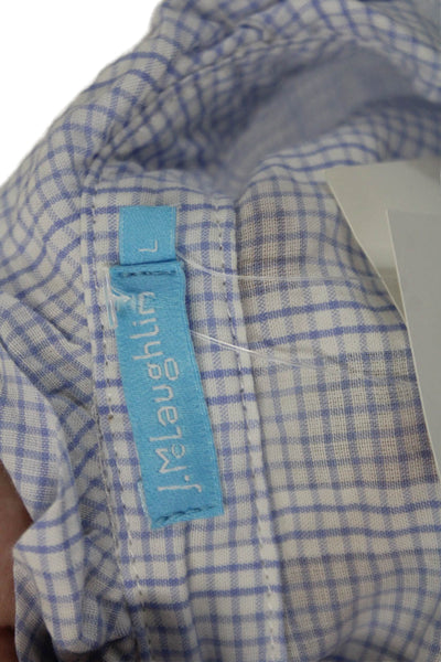 J. Mclaughlin Women's Ruffle Button Down Blue Plaid Shirt Size L