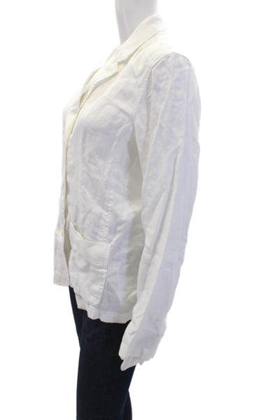 J. Mclaughlin Women's Long Sleeves Round Neck Button Down Shirt White Size 10