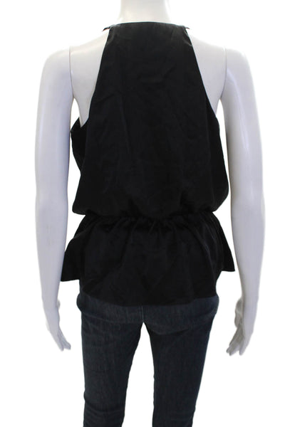 Ramy Brook Womens Silk Layered V Neck Sleeveless Tank Top Black Size Small